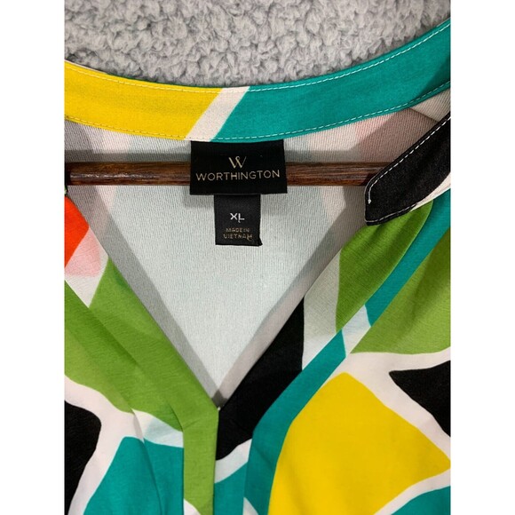 Women's XL Worthington Color Block Sleeveless Lined Pull-over Blouse - Picture 2 of 11